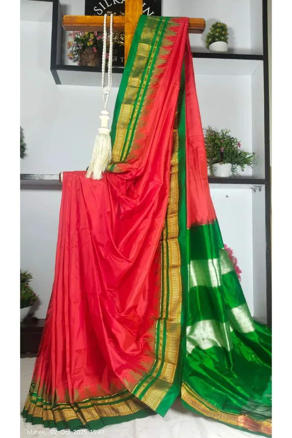 Ilkal_Pure_Silk_Jari_Temple_Plain_Saree_Code-_SKL1818