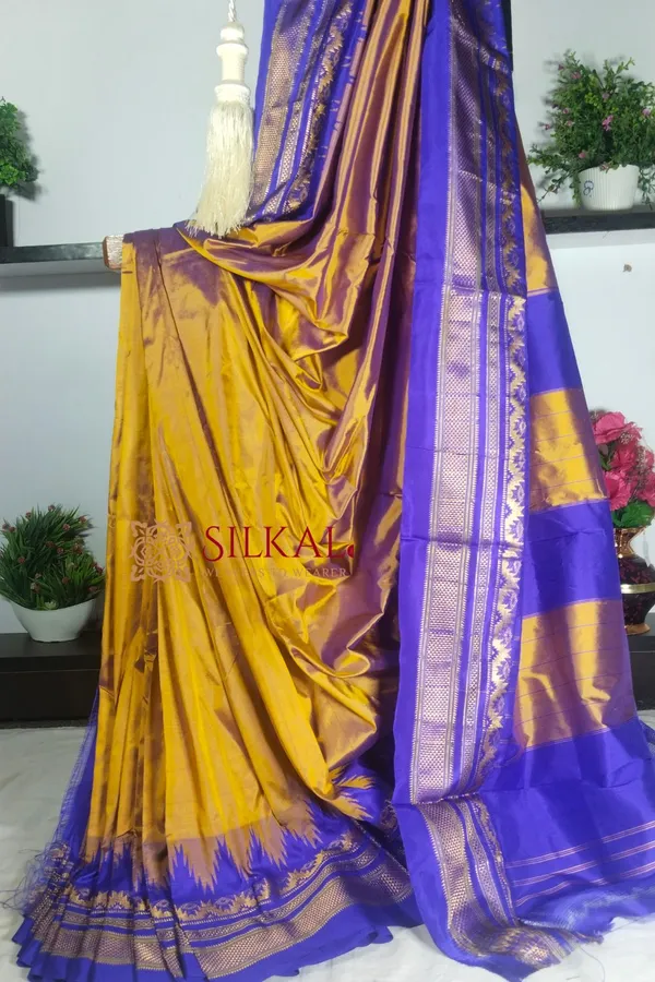 Ilkal_Pure_Silk_Jari_Temple_Plain_Saree_Saree_Code-_SKL1816