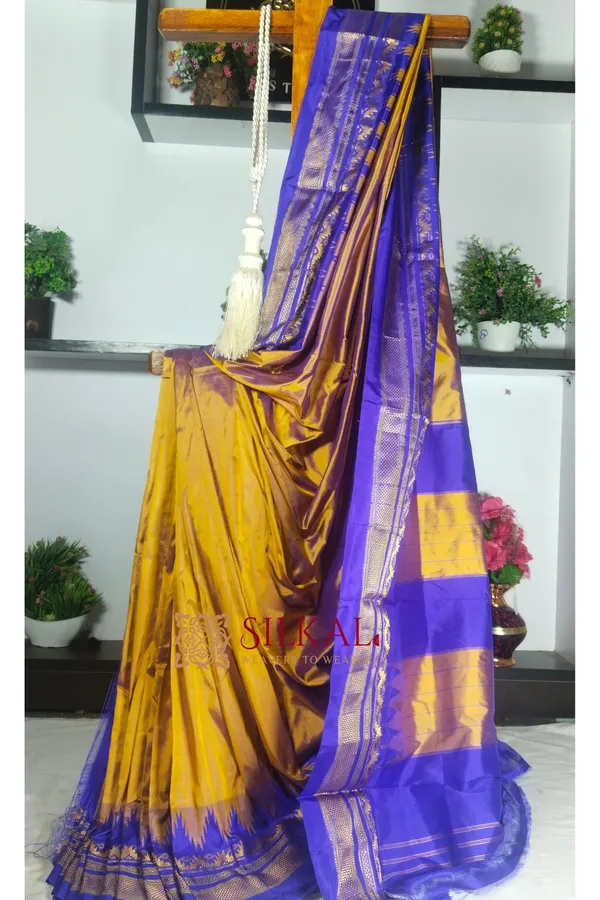 Ilkal_Pure_Silk_Jari_Temple_Plain_Saree_Saree_Code-_SKL1816