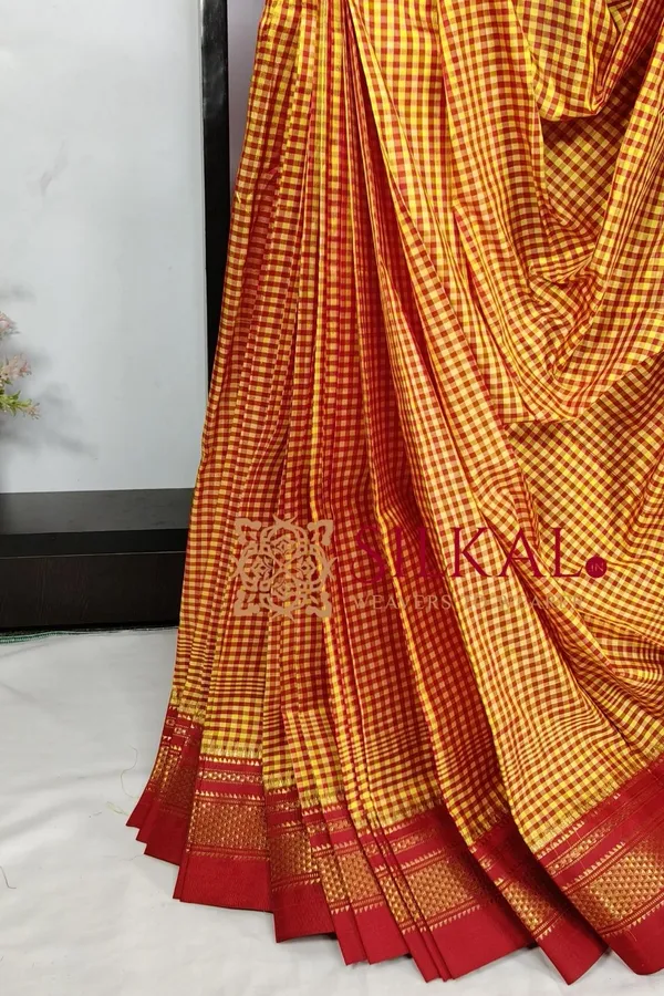 Ilkal_Pure_Silk_Small_Checks_Saree_SKL03734