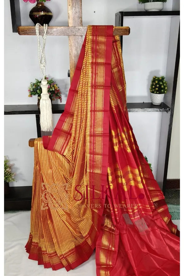 Ilkal_Pure_Silk_Small_Checks_Saree_SKL03734