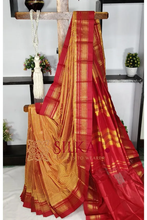 Ilkal_Pure_Silk_Small_Checks_Saree_SKL03734