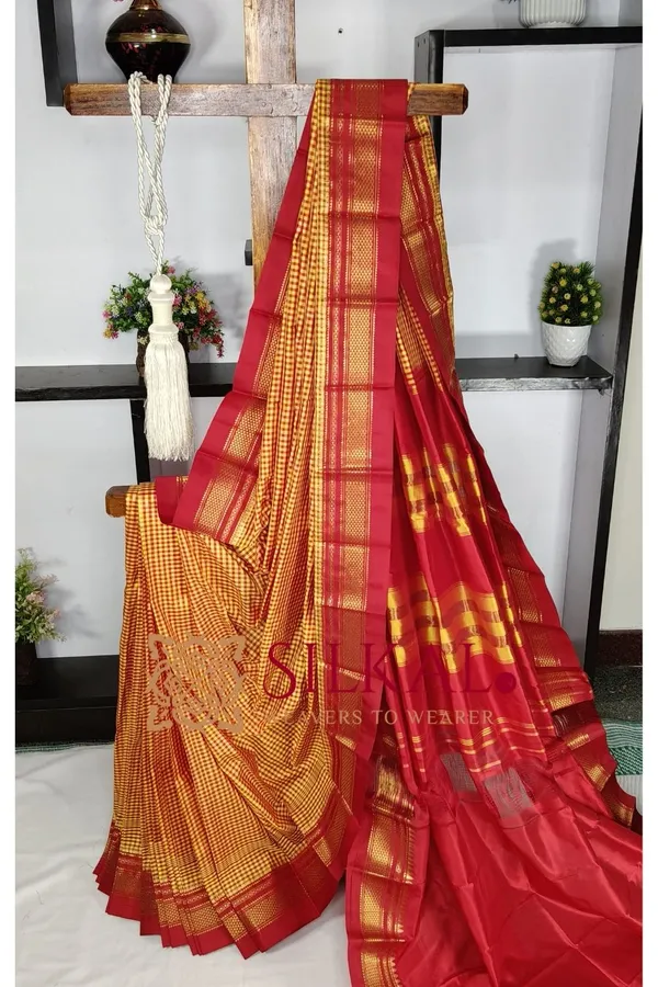 Ilkal_Pure_Silk_Small_Checks_Saree_SKL03734