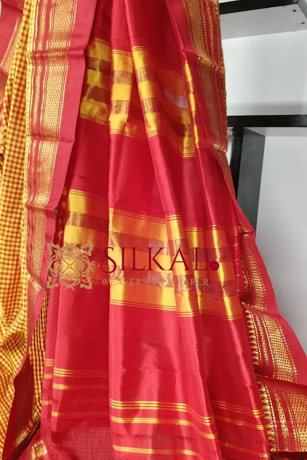 Ilkal_Pure_Silk_Small_Checks_Saree_SKL03734