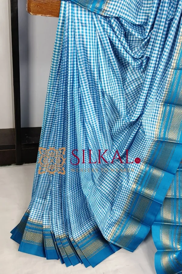 Ilkal_Pure_Silk_Small_Checks_Saree_SKL03737