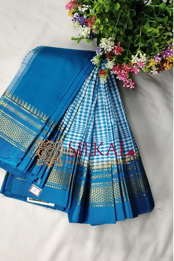 Ilkal_Pure_Silk_Small_Checks_Saree_SKL03737