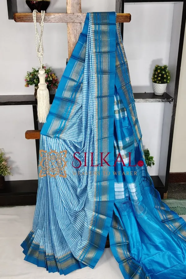 Ilkal_Pure_Silk_Small_Checks_Saree_SKL03737