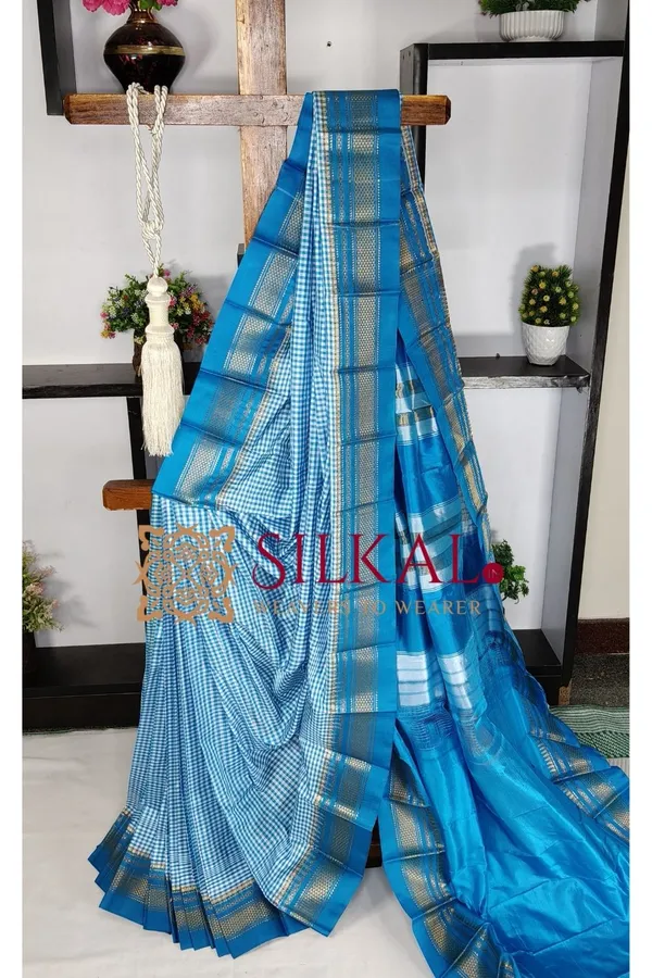 Ilkal_Pure_Silk_Small_Checks_Saree_SKL03737