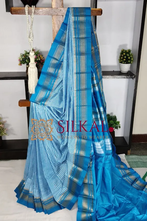 Ilkal_Pure_Silk_Small_Checks_Saree_SKL03737