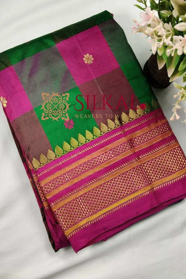 Ilkal_Pure_Silk_Temple_Plain_Saree_SKL03748