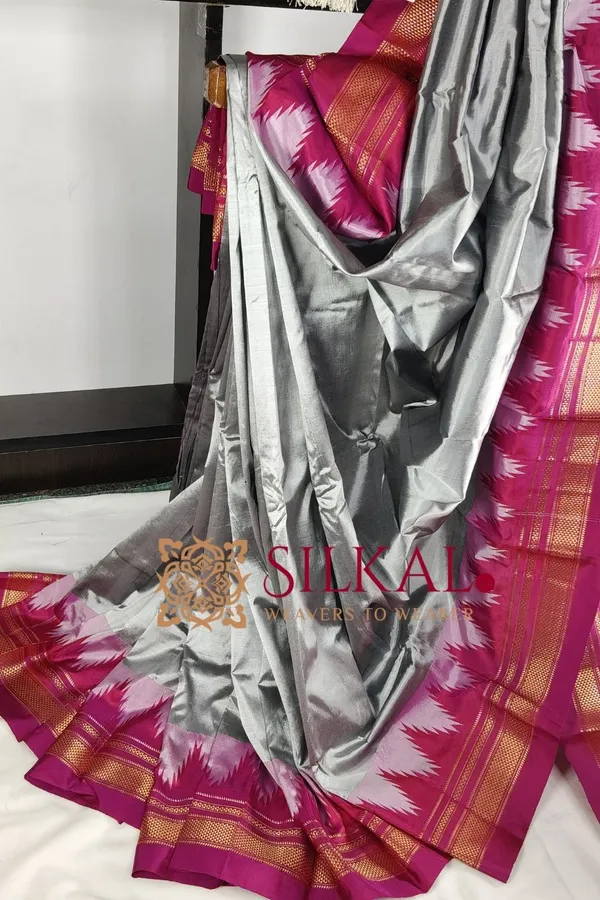 Ilkal_Pure_Silk_Temple_Plain_Saree_SKL03749