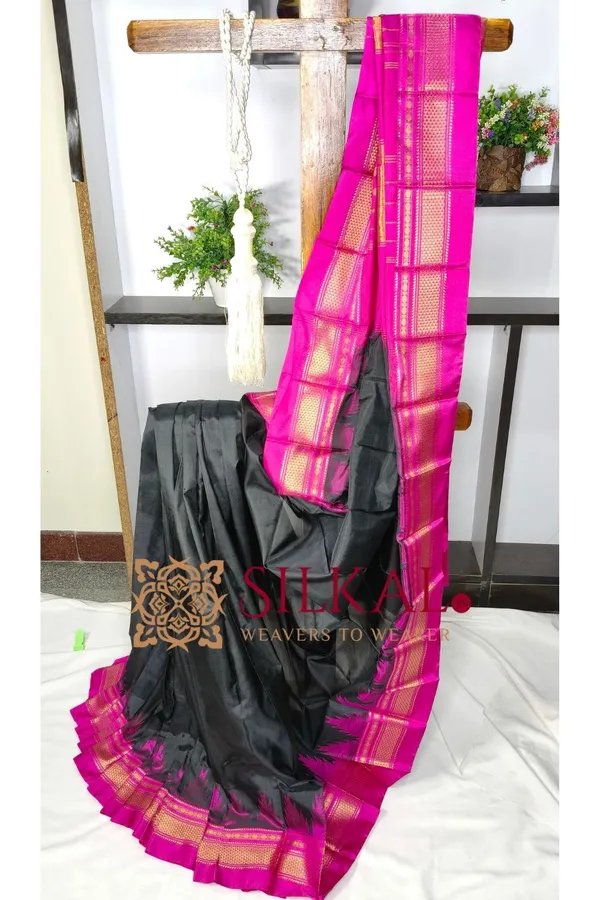 Ilkal_Pure_Silk_Temple_Plain_Saree_SKL03757