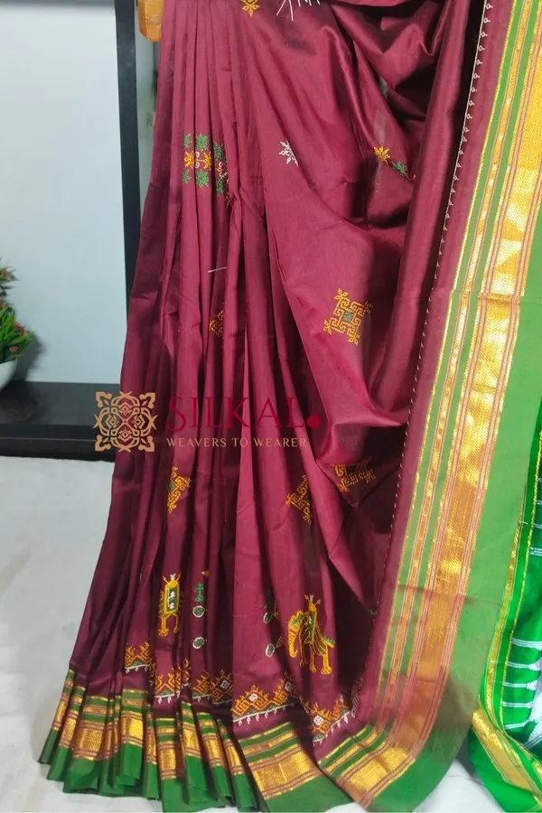 Ilkal_Semi_Silk_With_Kasuti_Saree_Saree_Code-_SKL1825