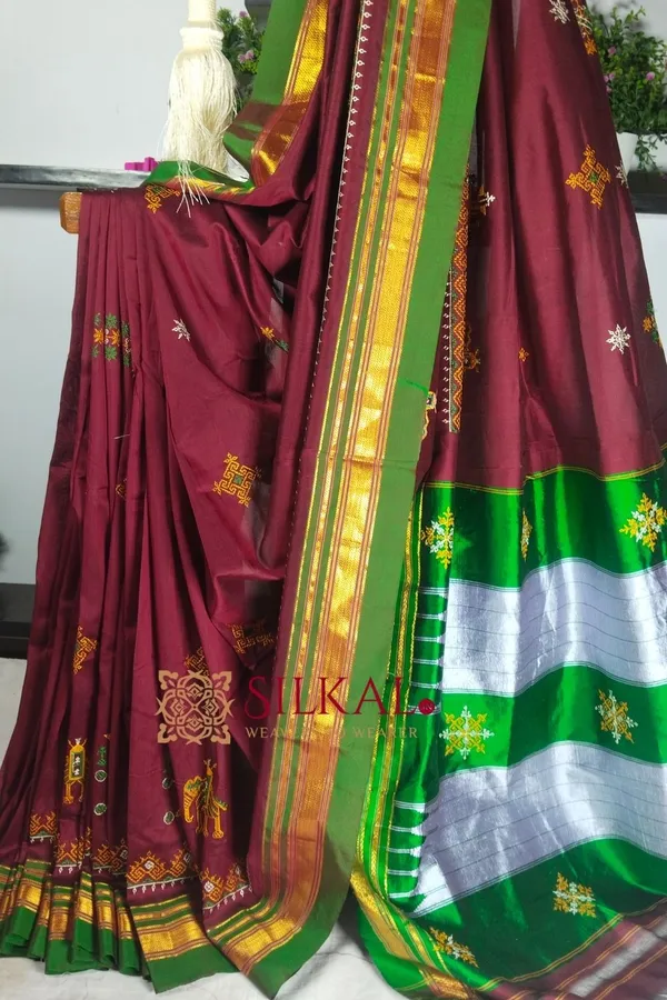 Ilkal_Semi_Silk_With_Kasuti_Saree_Saree_Code-_SKL1825