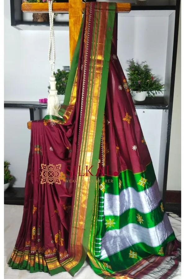 Ilkal_Semi_Silk_With_Kasuti_Saree_Saree_Code-_SKL1825