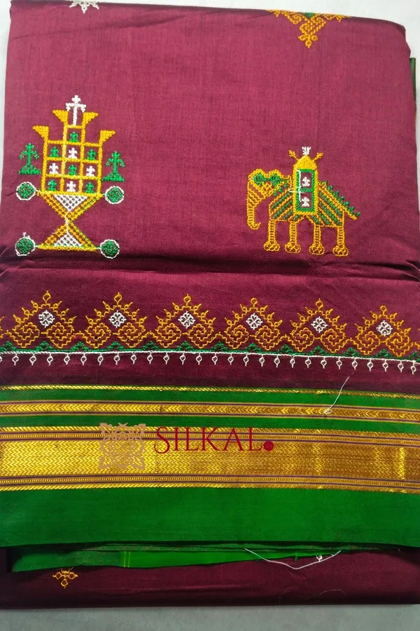 Ilkal_Semi_Silk_With_Kasuti_Saree_Saree_Code-_SKL1825
