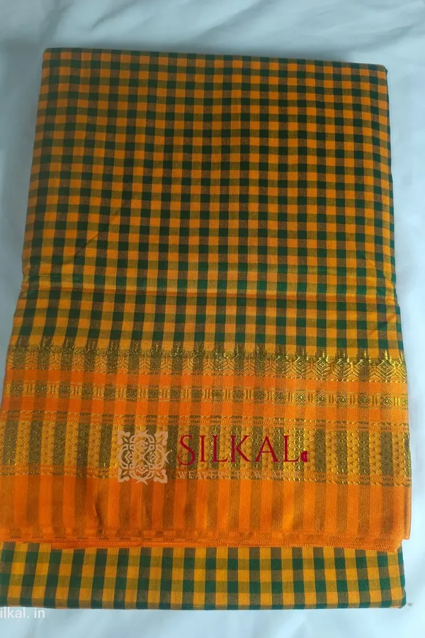 Ilkal_Small_Check_Cotton_Silk_Saree_Code-_SKL1769