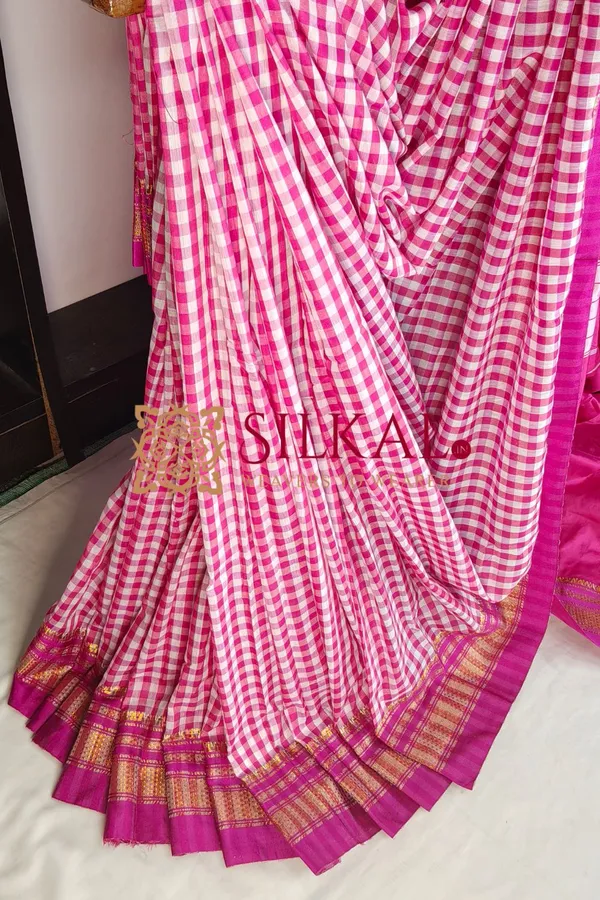 Ilkal_Small_Check_Cotton_Silk_Saree_Code-_SKL04122