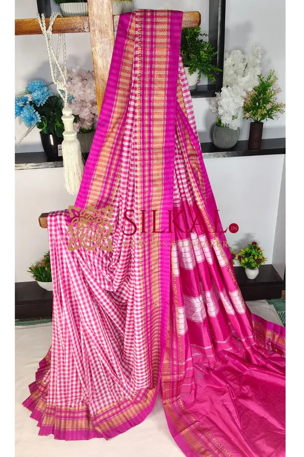 Ilkal_Small_Check_Cotton_Silk_Saree_Code-_SKL04122
