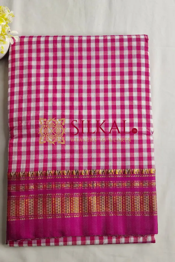 Ilkal_Small_Check_Cotton_Silk_Saree_Code-_SKL04122