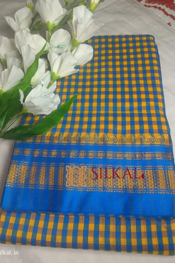 Ilkal_Small_Check_Cotton_Silk_Saree_Saree_Code-_SKL1760