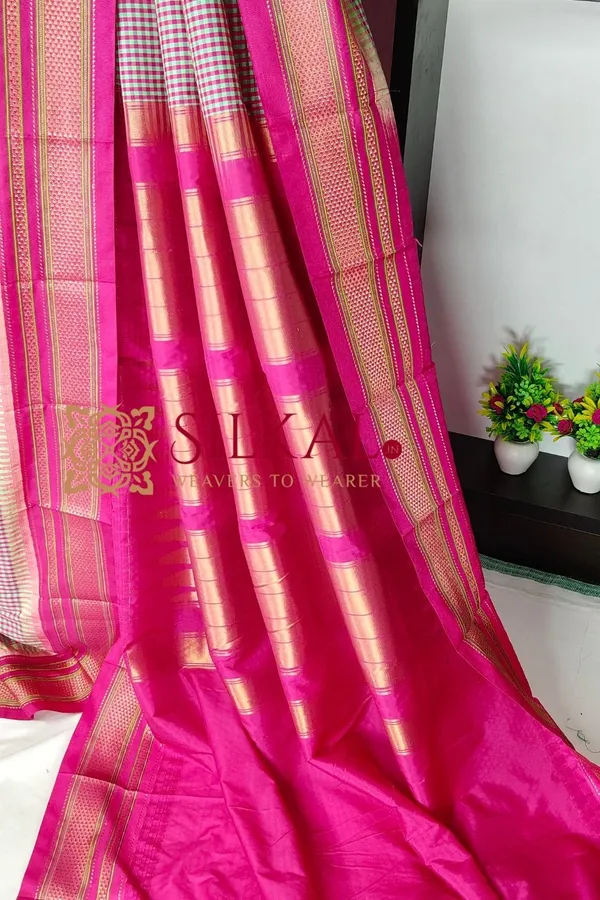 Ilkal_Small_Check_Cotton_Silk_Saree_SKL004015