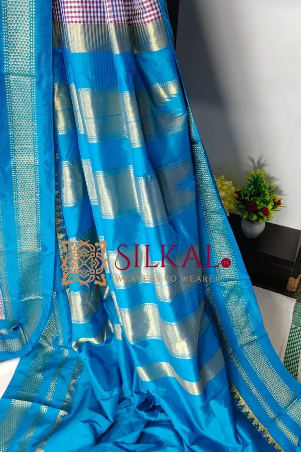 Ilkal_Small_Check_Cotton_Silk_Saree_SKL03977