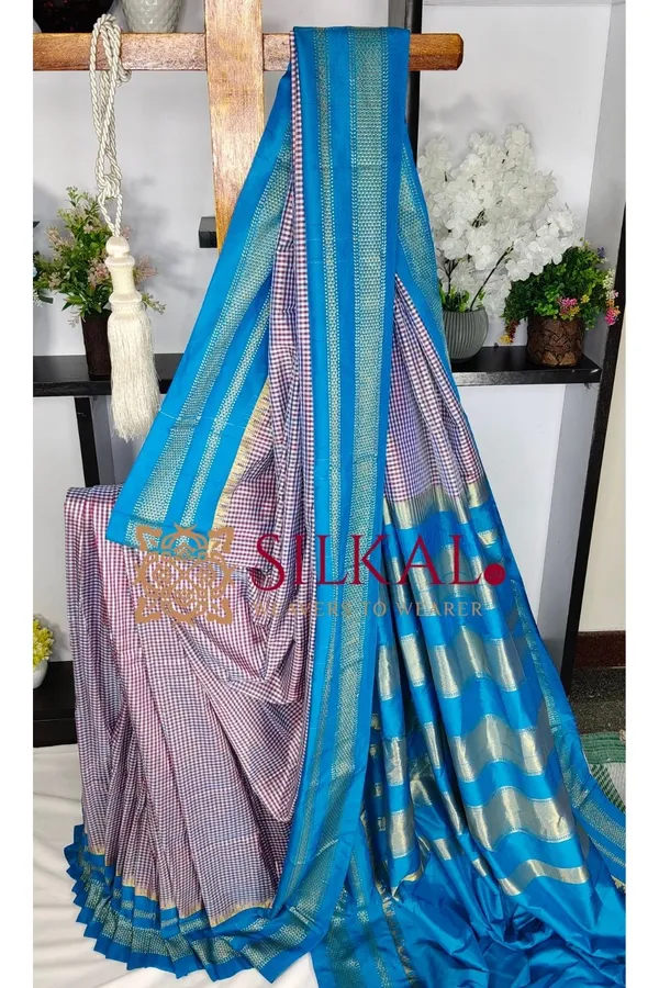 Ilkal_Small_Check_Cotton_Silk_Saree_SKL03977