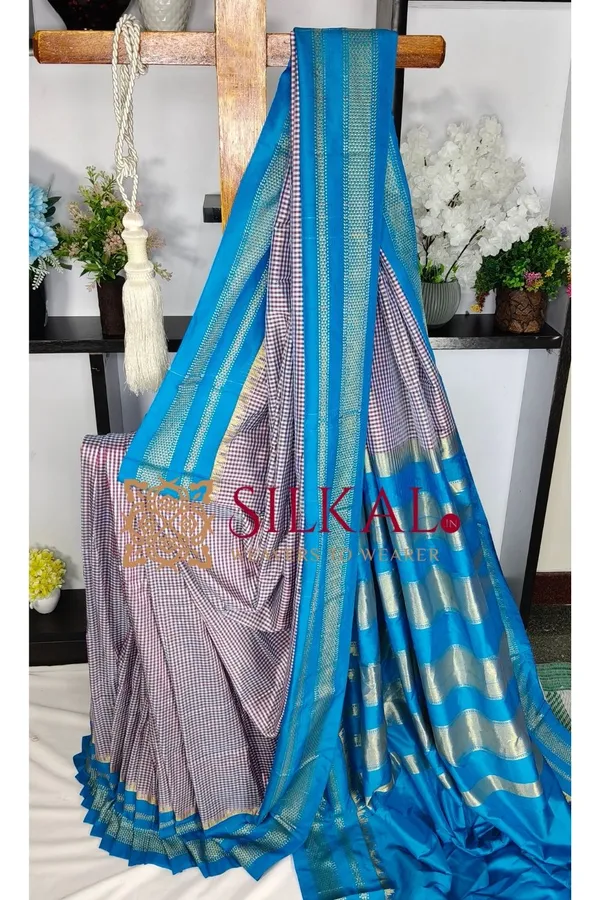 Ilkal_Small_Check_Cotton_Silk_Saree_SKL03977