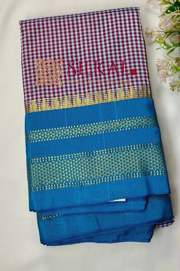 Ilkal_Small_Check_Cotton_Silk_Saree_SKL03977