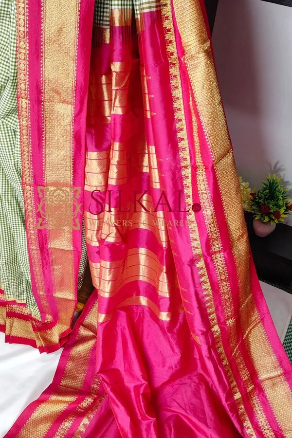 Ilkal_Small_Check_Cotton_Silk_Saree_SKL03979