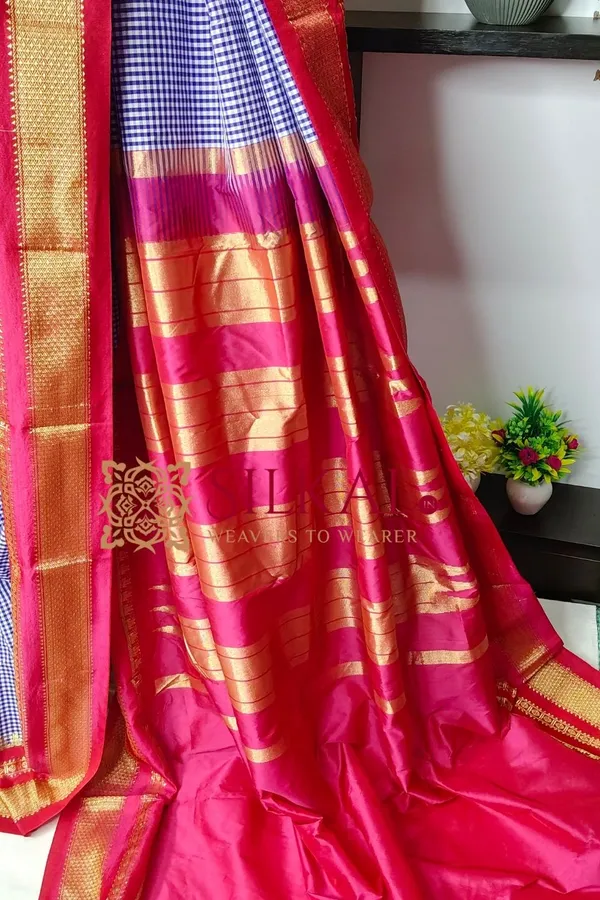 Ilkal_Small_Check_Cotton_Silk_Saree_SKL03980