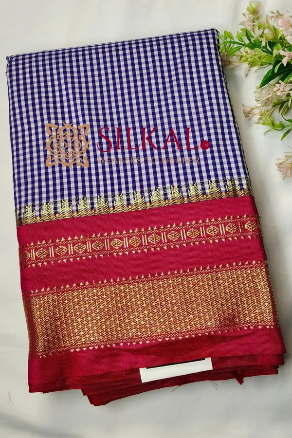 Ilkal_Small_Check_Cotton_Silk_Saree_SKL03982