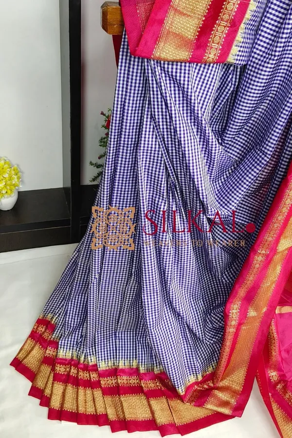 Ilkal_Small_Check_Cotton_Silk_Saree_SKL03982