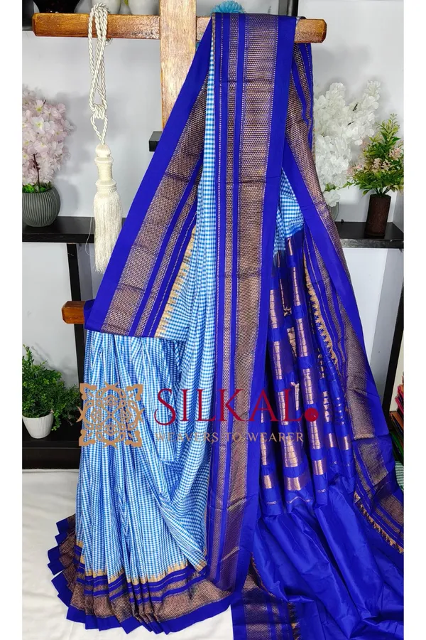 Ilkal_Small_Check_Cotton_Silk_Saree_SKL03987