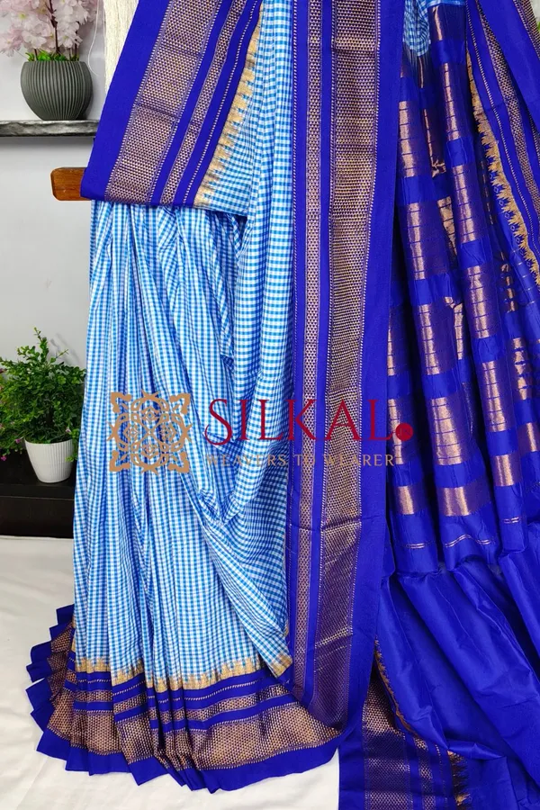 Ilkal_Small_Check_Cotton_Silk_Saree_SKL03987