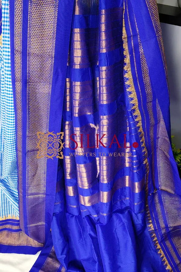 Ilkal_Small_Check_Cotton_Silk_Saree_SKL03987