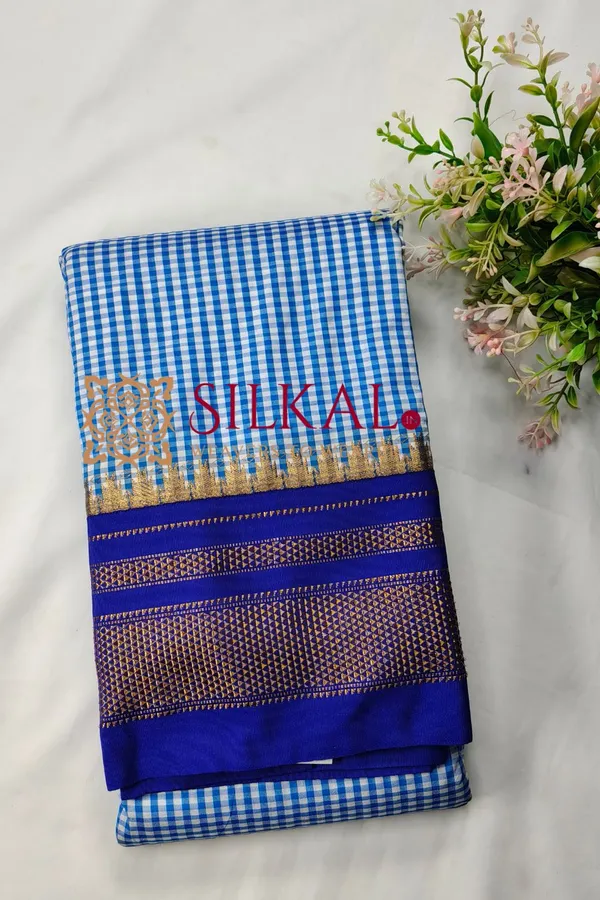 Ilkal_Small_Check_Cotton_Silk_Saree_SKL03987