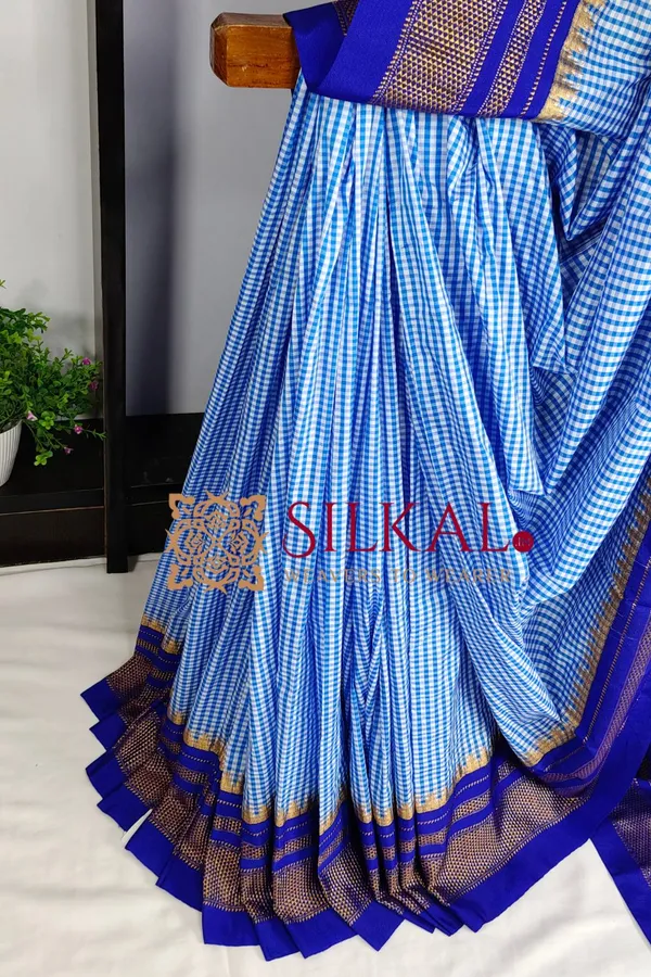 Ilkal_Small_Check_Cotton_Silk_Saree_SKL03987