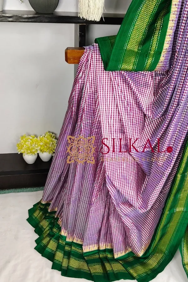 Ilkal_Small_Check_Cotton_Silk_Saree_SKL03994