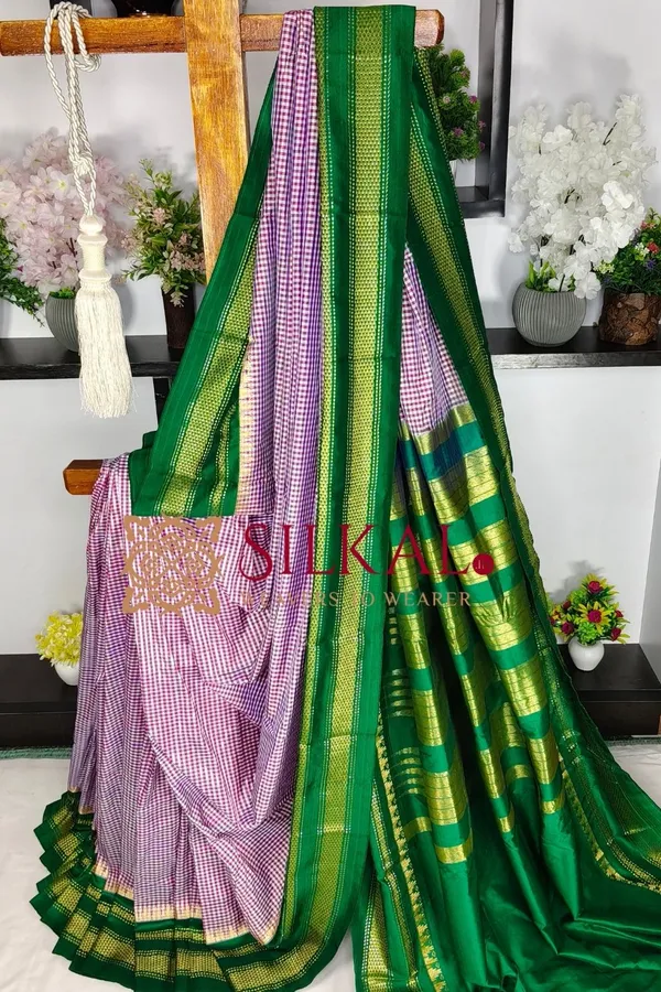 Ilkal_Small_Check_Cotton_Silk_Saree_SKL03994