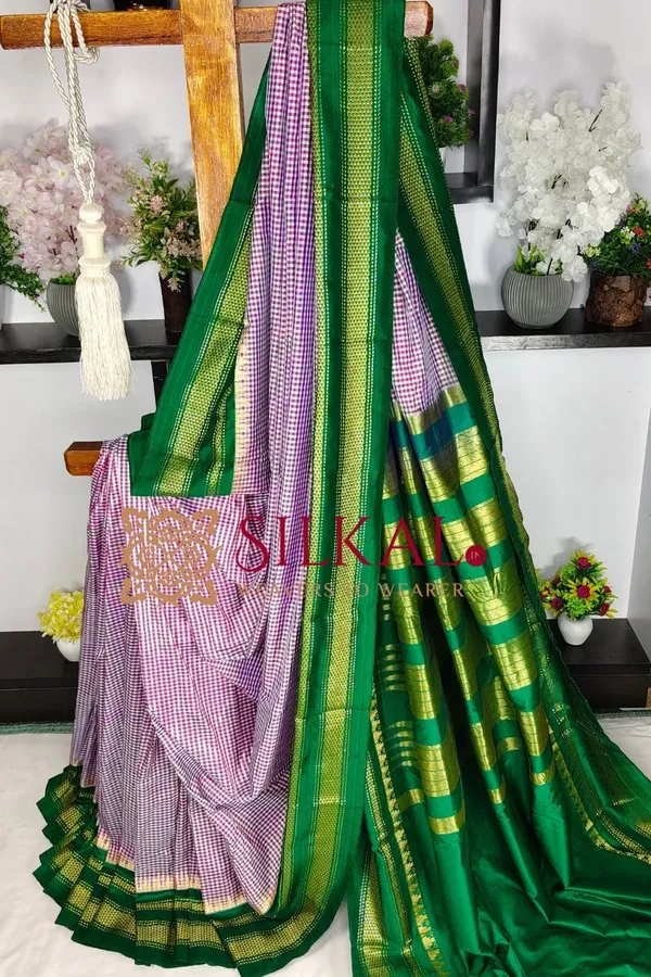Ilkal_Small_Check_Cotton_Silk_Saree_SKL03994