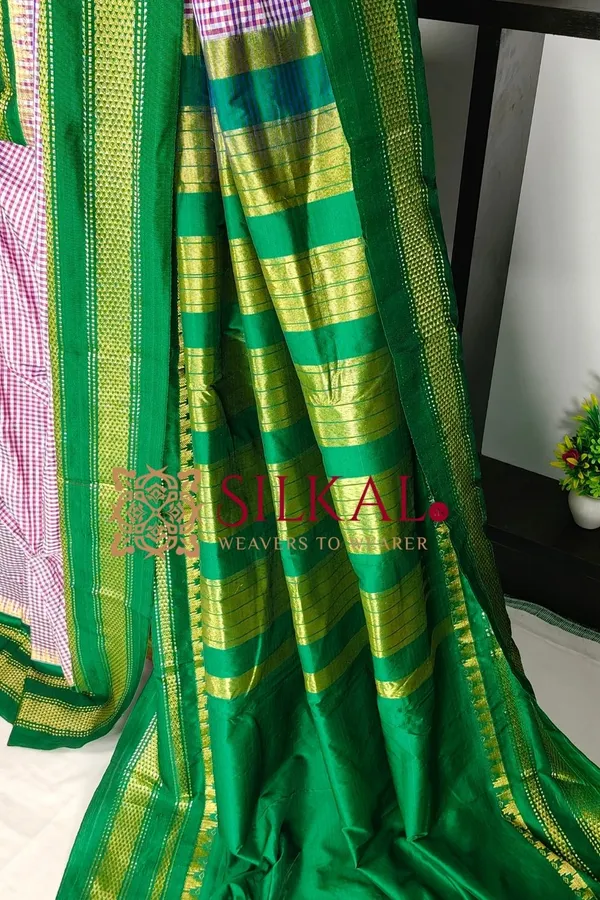 Ilkal_Small_Check_Cotton_Silk_Saree_SKL03994