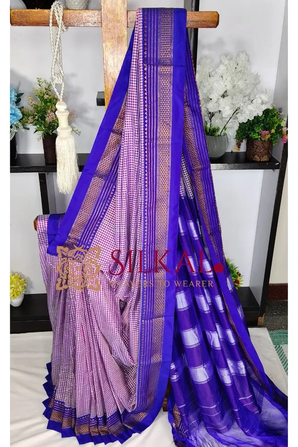 Ilkal_Small_Check_Cotton_Silk_Saree_SKL03995