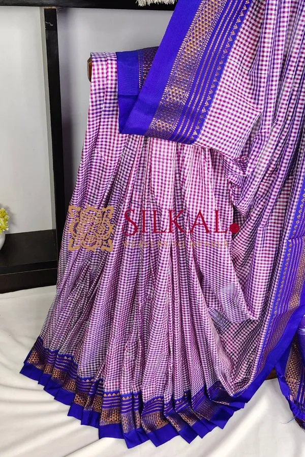 Ilkal_Small_Check_Cotton_Silk_Saree_SKL03995