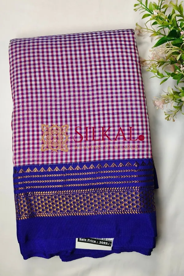 Ilkal_Small_Check_Cotton_Silk_Saree_SKL03995