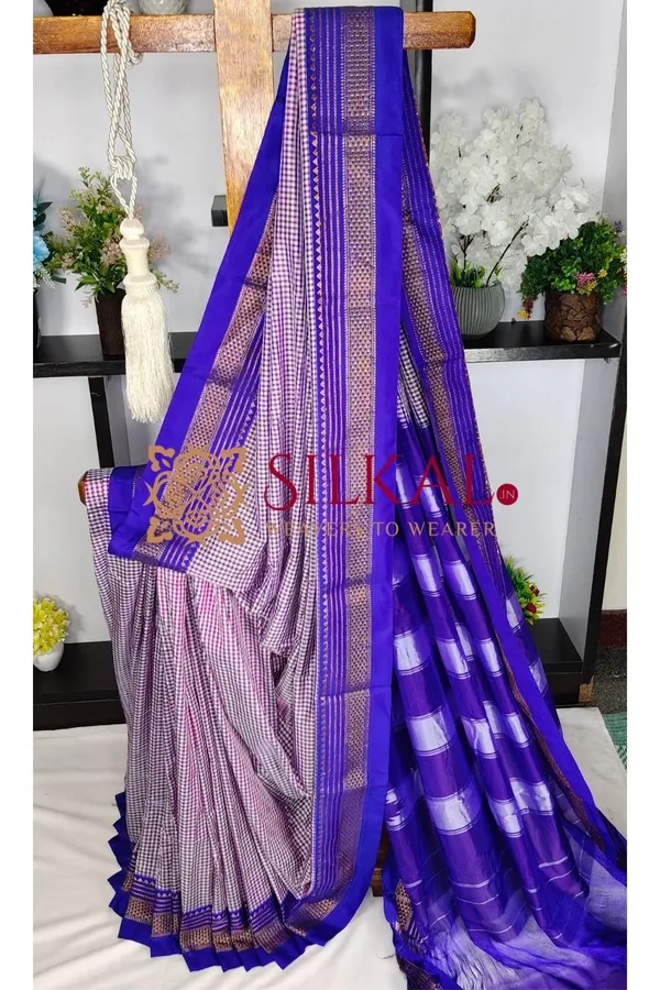 Ilkal_Small_Check_Cotton_Silk_Saree_SKL03995