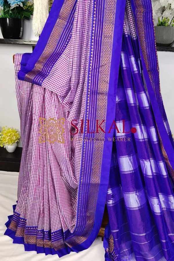 Ilkal_Small_Check_Cotton_Silk_Saree_SKL03995