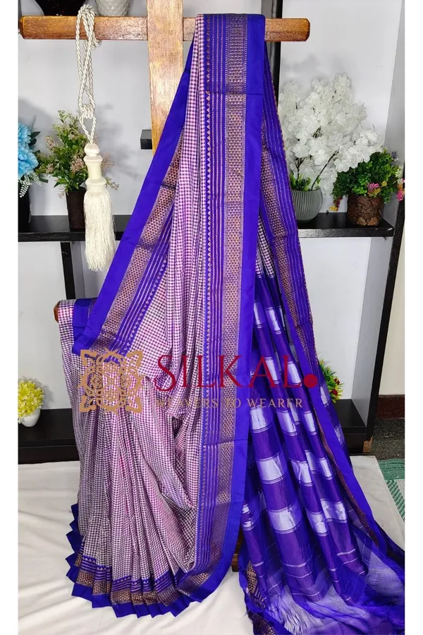 Ilkal_Small_Check_Cotton_Silk_Saree_SKL03995