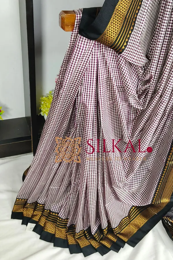 Ilkal_Small_Check_Cotton_Silk_Saree_SKL03997